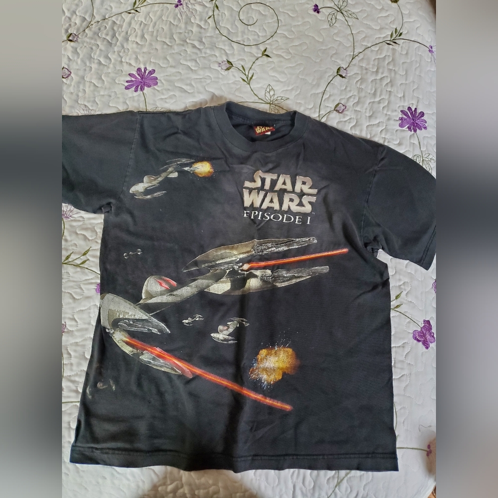Star Wars episode 1 vintage black cotton t-shirt sz adult M, used